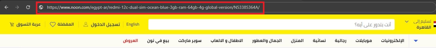 مثال لرابط url في المتصفح